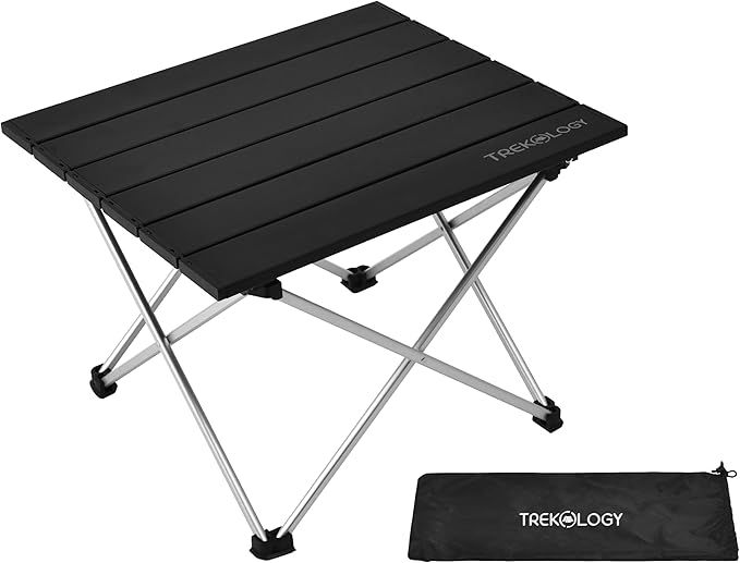 TREKOLOGY Small Camping Table - Beach Table That Fold Up - Lightweight Foldable Potable Folding Small Outdoor Table - for Camp Hiking Campers &amp Summer Outing Trip