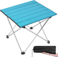 Grope Small Folding Camping Table with Aluminum Table Top Beach Table for Sand with Carrying BagPrefect for Outdoor Picnic BBQ Cooking Festival (Deep Blue-L)