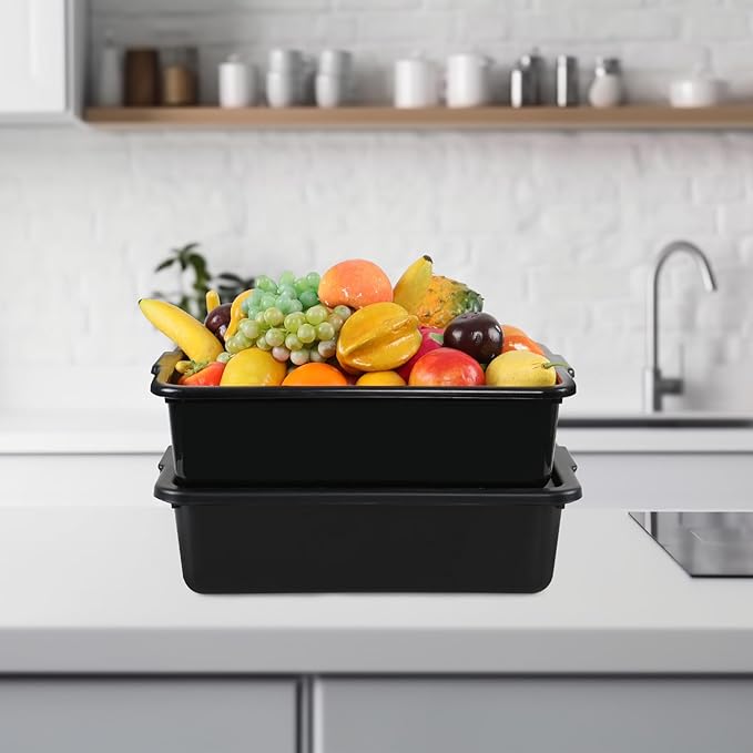 3 Pack 13 L Commercial Bus Boxes with Lid Restaurant Bus Tub Black
