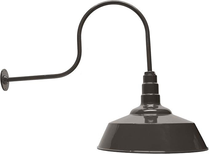 AGB102-AS20-BR Gooseneck Barn Light 20 - Bronze Outdoor Dome with Incandescent Downlight | Wall-Mount Fixture for Patios Gardens Pathways and Large Outdoor Living Spaces