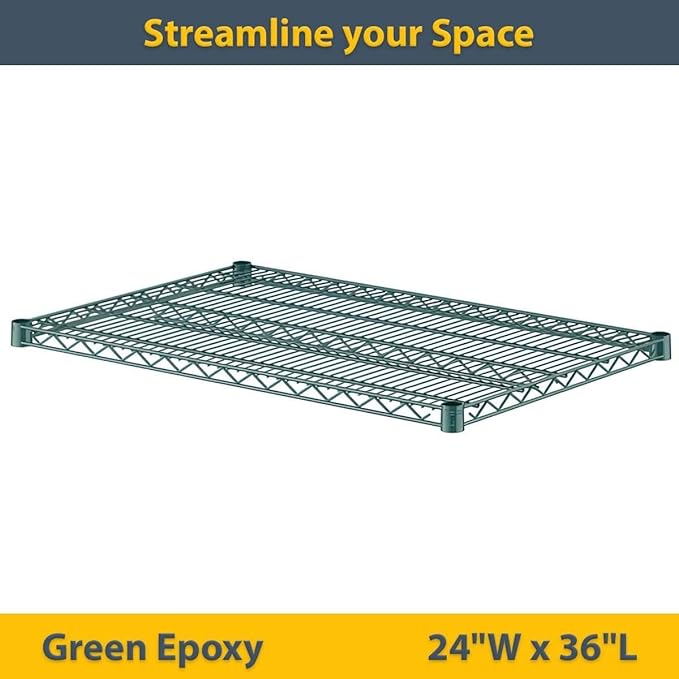2-Pack 24 x 36 Green Additional Wire Shelf for Shelving Units Replacement Shelves for Wire Rack