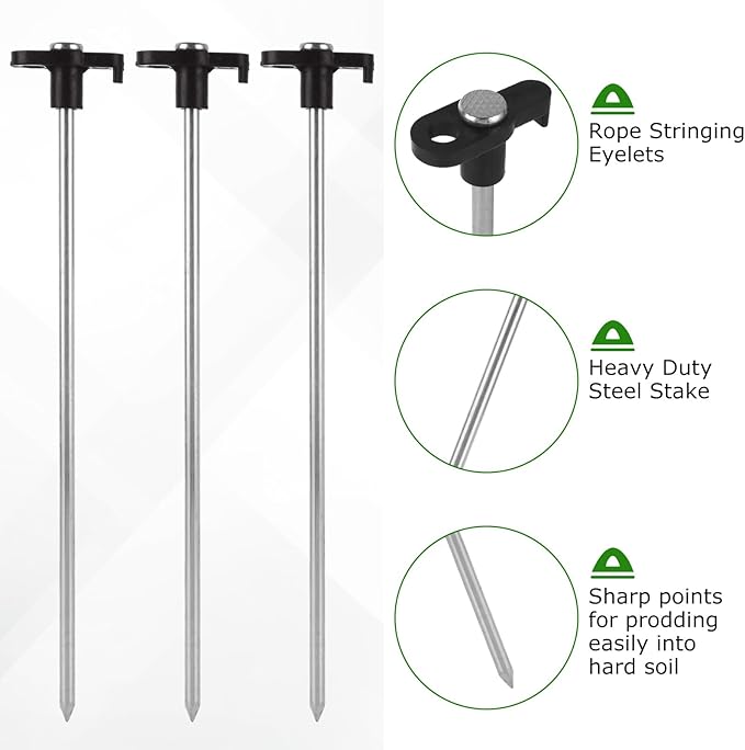 50 Pack Tent Stakes Heavy Duty Camping Stake 10 Inch Yard Stakes Metal Tent Pegs Ground Stakes Tent Spikes for Garden Canopy Outdoor Black