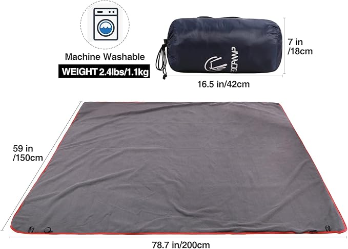 REDCAMP Large Waterproof Stadium Blanket for Cold Weather Soft Warm Fleece Camping Blanket Windproof for Outdoor Sports Dark Blue