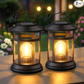 Solar Lanterns Outdoor Waterproof: 2 Pack Hanging Solar Lights for Outside Patio Porch Garden Tabletop Decor - Bright LED Warm White Solar Powered Lighting - Unique Gardening Gifts for Mom