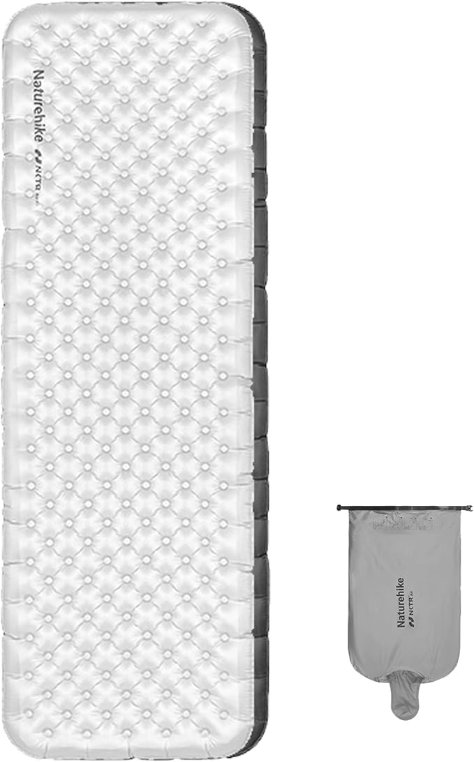 Naturehike 1.2 lbs Ultralight Sleeping Pad - 6.5 R-Value Insulated Inflatable Sleeping Pad 10cm Thickened Portable Compact Backpacking Sleeping Mat for Camping Hiking Climbing with Inflatable Bag