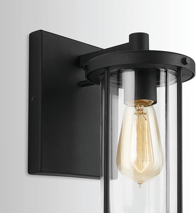 Capital Lighting 934211BK Corbin Clear Glass Outdoor Wall Sconce 1-Light 100 Watt 12 H x 6 W Black