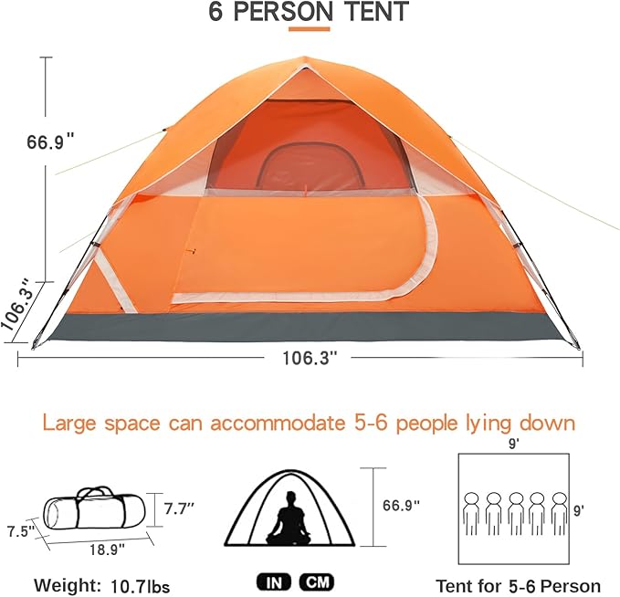 CAMEL CROWN 4/6 Person Tent Waterproof Lightweight Portable Backpacking Tent for Outdoor Camping Hiking