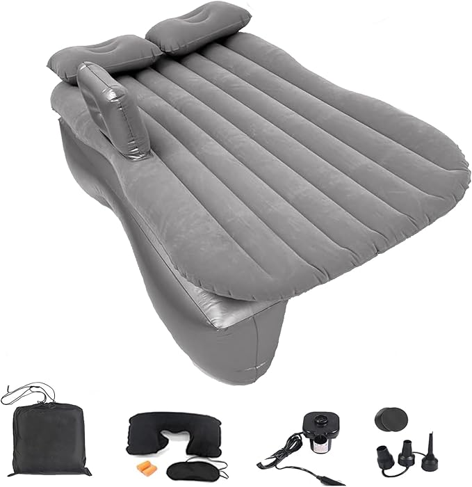 Inflatable Car Air Mattress Back Seat Bed with Air Pump55 x 35 Portable Thickened Car Travel Camping Sleeping Air Mattress Blow Up Bed for Car Universal SUV