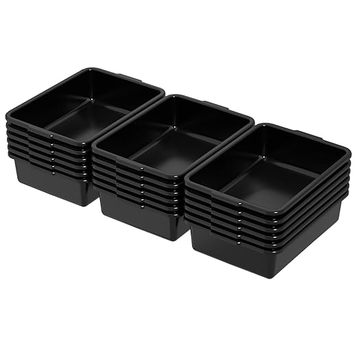 8 L Small Commercial Bus Tubs Food Service Bus Tub Bins Black 18 Packs