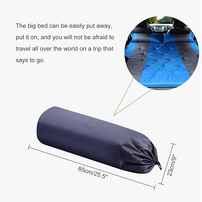 TXGJWRA Inflatable Car Air Mattress Travel Bed - Car Camping Bed Sleeping Pad with Car Air Pump SUV Air Mattres Bed Air Beds Fits Camping with Back Seat Travel VacationA-180x105cm(黑色)