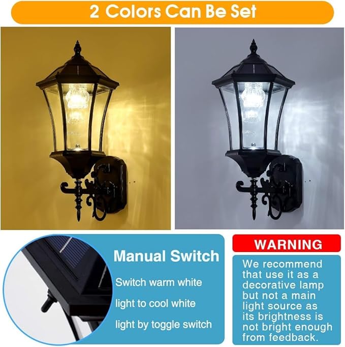 Solar Wall Lantern Outdoor Wireless Dusk to Dawn Solar Wall Mount Light 21 Large LED Wall Sconce Fixture with Clear Glass and Aluminum Housing Weatherproof 2 Pack