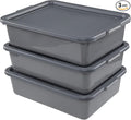 3-Pack 13 L Plastic Bus Tub Commercial Utility Bus Boxes with Lids Gray