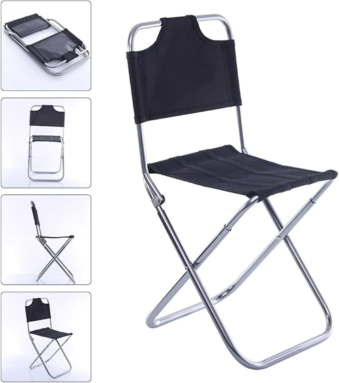 VICASKY Outdoor Foldable Fishing Chair Stool with Oxford Cloth Backrest Aluminum Alloy Frame Lightweight Camping Seat for Hiking and Fishing