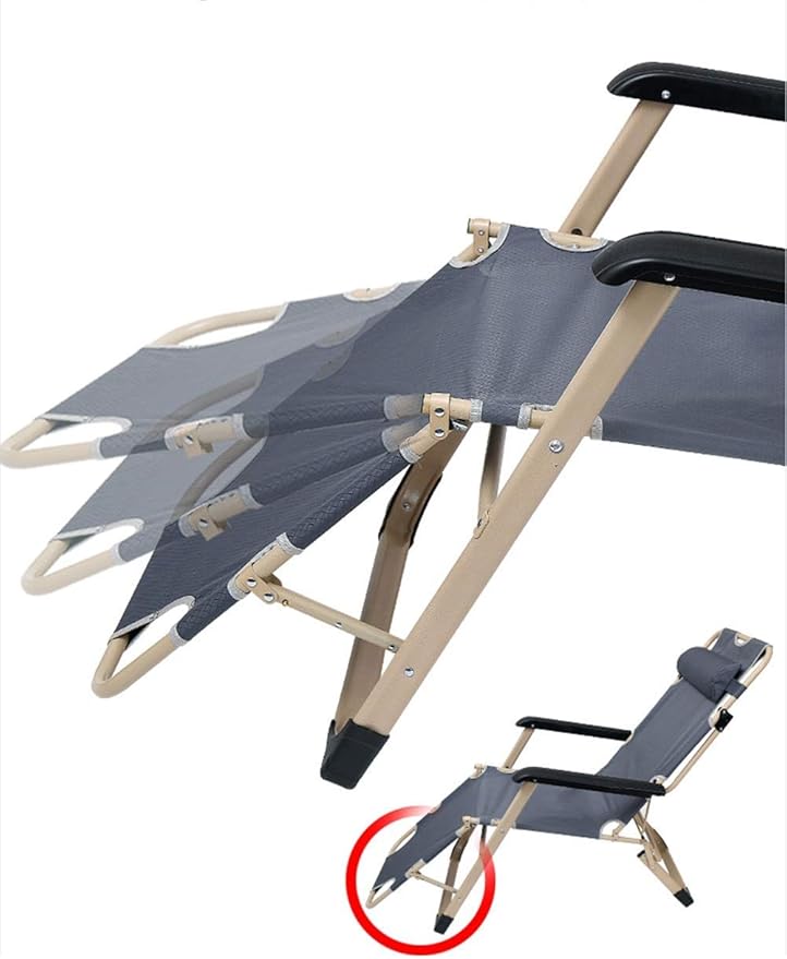 Patio Lounge Chairs Reclining ChairFolding ChairLunch BedCotton PadRecliner PadPaddedNapping ChairOffice Lunch Break Chair97 x 52 x 95cm Durable