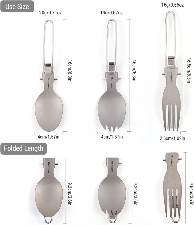 Titanium Camping Plate Set of 8 Ultralight Durable Titanium Dish Plate with Folding Forks Spoons Portable Round Dinner Plates Outdoor Camping Pan Tableware Utensils for BBQ Hiking Picnic