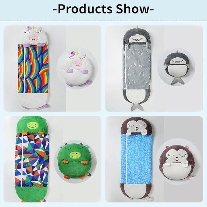 Cute Cartoon Sleeping Bag - Soft Flannel Warm Sleeping Bag for Boys Girls Portable Lightweight Camping Sleep Bag for Indoor Outdoor Travel Sleepovers Accessory Gift for Boys Girls
