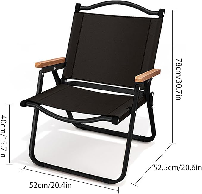 Folding Camping Chair Modern Outdoor Folding Chairs with Wood Armrest Portable Outdoor Folding Chairs for Adults Heavy Duty for Beach Fishing Trip Picnic