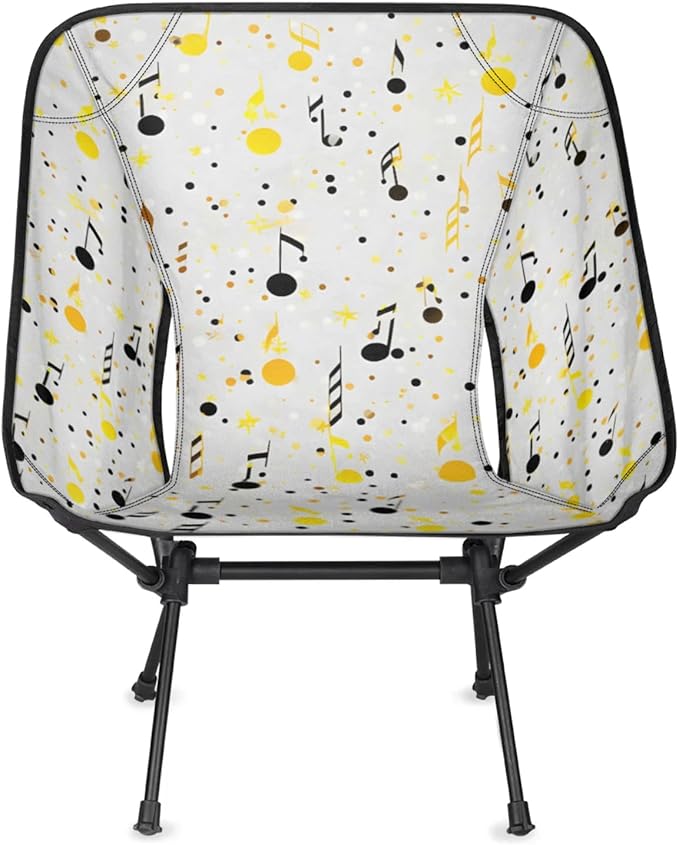 Honeybaby Folding Camping Chair Cute Music Notes Camping Chairs Lightweight Portable Chair Outdoor Foldable Chairs for Camping Travel Picnic Beach Hiking