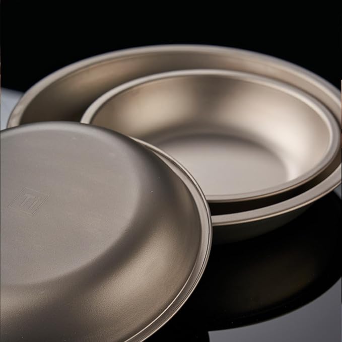 Titanium Bowl 800ml Wide Shallow Dish Mixing Bowl for Camping Meals Salad Pasta 79g Ultralight Druable Multi-purpose Utensils RT100T