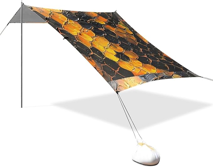 ALAZA Snake Skin Print Painting Beach Tent Sun Shelter UPF50+ Protection Beach Shade Canopy w/ 4 Sandbags for Outdoor Camping Fishing Backyard Fun Picnic 10x9 ft
