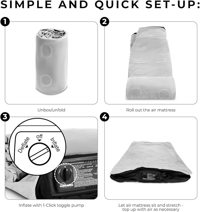 SoundAsleep Dream Series Luxury Air Mattress with ComfortCoil Technology &amp Built-in High Capacity Pump for Home &amp Camping- Double Height Adjustable Inflatable Blow Up Portable - Queen Size
