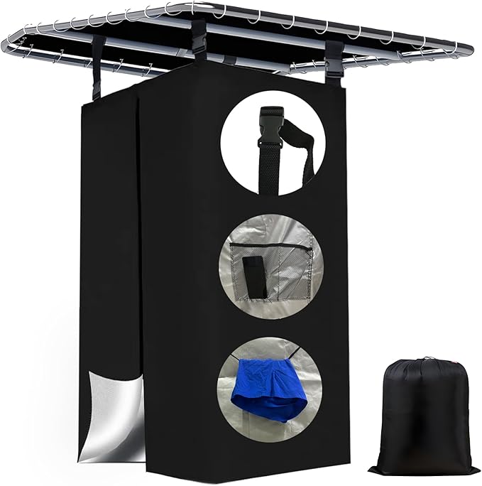 Privacy Curtain Tent for Boats 420D Hanging Changing Room &amp Shower Awning for Pontoon Waterproof Portable Shower Awning Under Bimini Top with Built in Mesh Bag 30 L x 27 W x 72 H