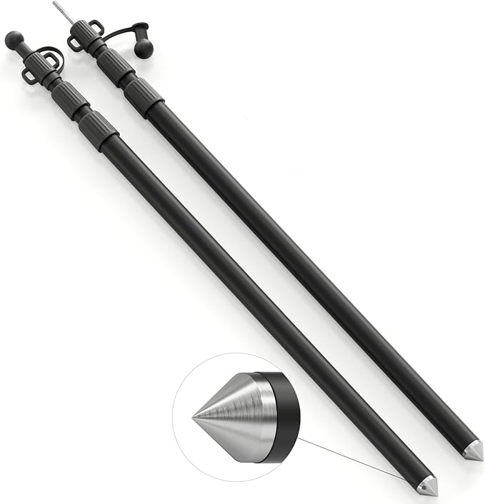 WILDROAD Tarp Poles Tent Poles Canopy Poles 7.7 ft Telescoping Aluminum Poles with Non-Slip Aluminum Cone Bottom Portable and Lightweight Camping Gear for Camping and Awnings Set of 2