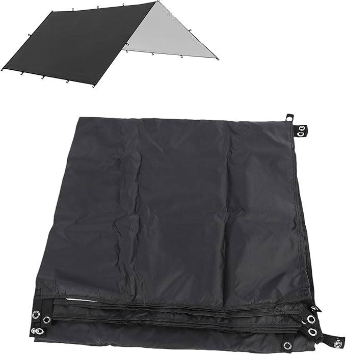 Tent Tarp Multifunctional Rain Proof Sun Proof Camping Awning with Ground Nails Wind Proof Ropes for Outdoor Activities Camping Picnics Polyester Material Lightweight Portable (L)