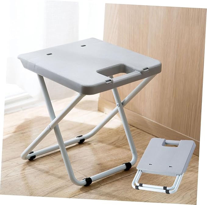 Happyyami Portable Foldable Stool for Outdoor and Home Use Compact Design Lightweight Camping Fishing and Train Travel Grey