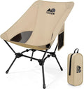Ultralight Camping Chair Backpacking Chair Portable Camp Chair with Cup Holder &amp Storage Bag Lightweight Compact Folding Chair for Hiking Travel Picnic Mountaineering (Light Brown)