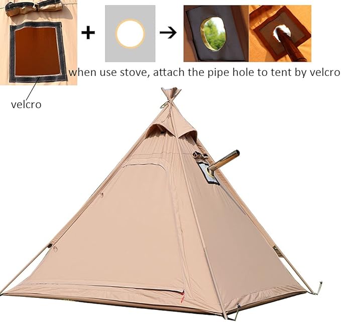 WINTENT Waterproof Cotton Canvas Teepee Tent with Stove Hole for 2-3 Persons