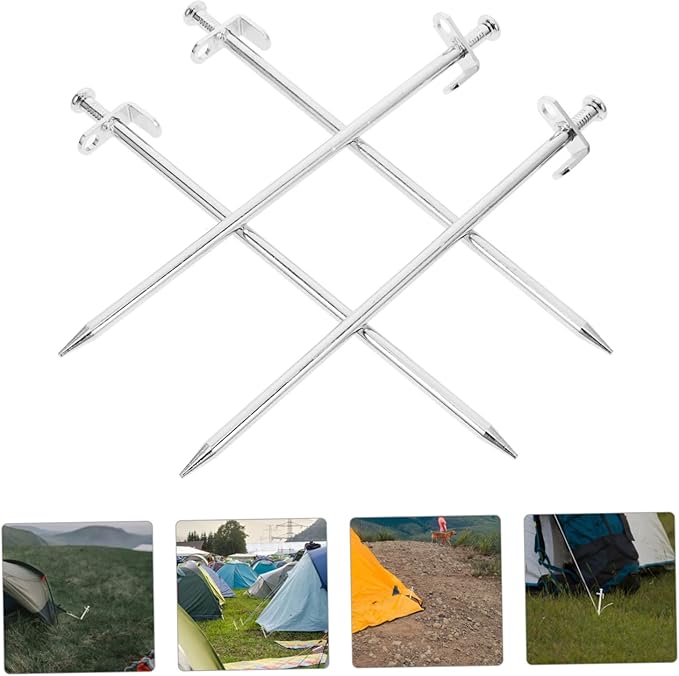 4Pcs Metal Ground Stakes Durable Gardening Tool for Tents Canopies and Plants Sharp Angle Design for Easy Insertion Heavy Duty Outdoor Use