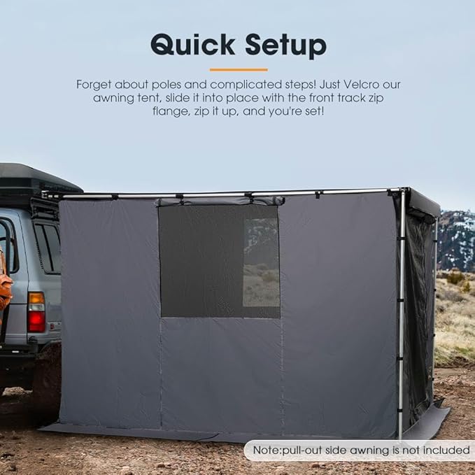 SanHima Awning Room with Floor 8.2Ft x 10Ft - Breatheable Mesh Tent Waterproof Sun Shelter for Overland Camping for SanHima Pull-Out Side Awning 8.2Ft x 10Ft (Not Included)