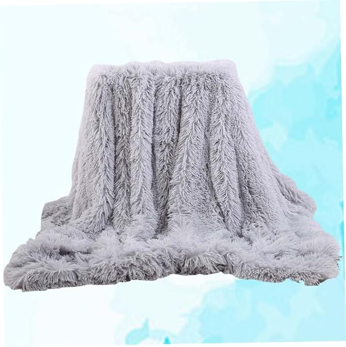 STOBAZA Plush Fleece Throw Blanket Soft Warm Solid Color Blanket for Home Winter Camping Lightweight in Light Grey