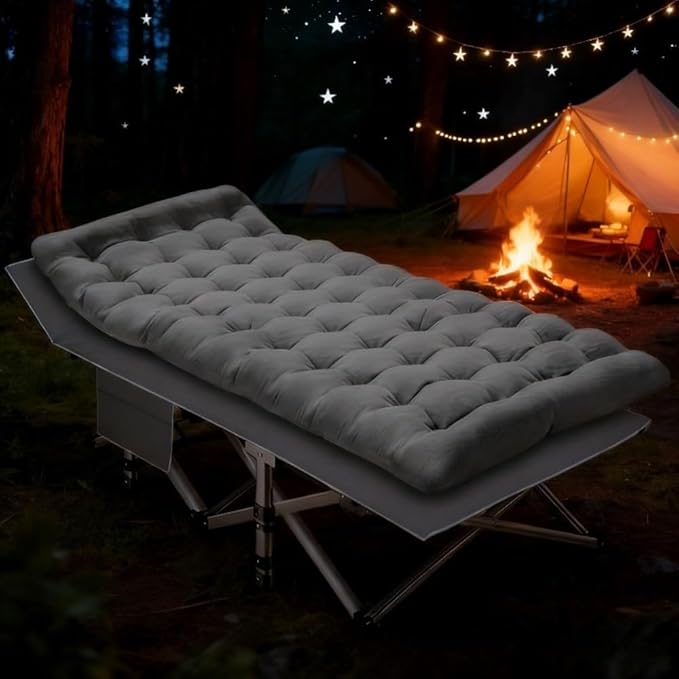 Camping bed with a load capacity of 560/660/760 lbs with a mattress and a storage bag. It is a foldable and easy-to-store guest bed A version without a mattress is also available (Grey 560lbs)