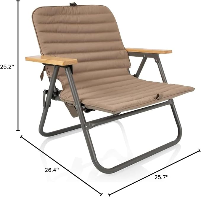 Picnic TIME Descanso Padded Beach Chair Low Camping Chair with Removable Washable Cover Backpack Beach Chair
