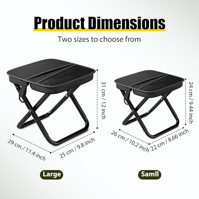 Foldable Backpack Stool 2026 New Foldable Backpack Stool for Adults Folding Camping Stool which can Turned Into a Satchel Ultralight Pocket Chair for Fishing Hiking Camping (Black Large)
