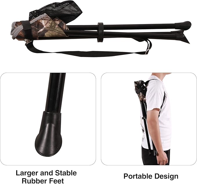 REDCAMP 2 Pack Folding Tripod Stools for Adults Lightweight Portable Camping Stools for Blinds Small Tripod Chairs for Fishing Backpacking Travel