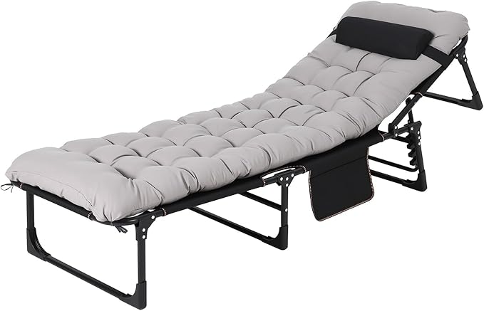 Portable Camping Cot for Adults Folding Sleeping Cot with Removable Thick Mattress &amp Carry Bag Double Layer Oxford Camping Bed for Travel Tent Day Bed Outdoor Home Guest Office Nap 400LBS Load