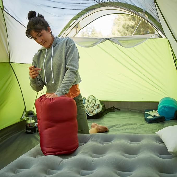 Coleman Flatlands 30/40/50°F Sleeping Bag Made from 100% Recycled Material Big &amp Tall Options Cool-Weather Sleeping Bag for Camping Sleepovers Guests &amp More