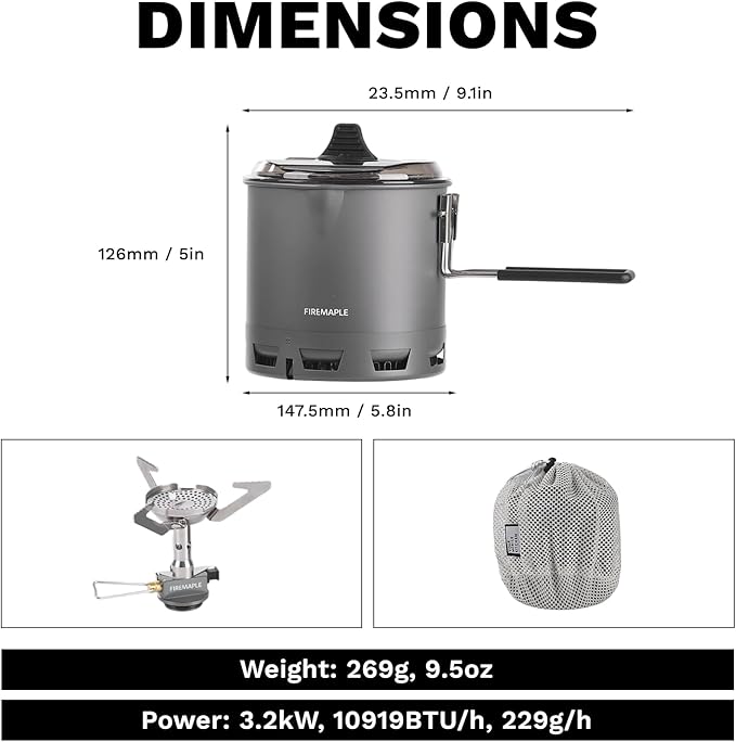 Fire-Maple Petrel Quickboil Pro Ultralight Cooking System – Compact &amp Fast-Boiling Backpacking Stove Pot Set Ideal for Hiking Solo Camping Travelling Hunting Trips | Petrel G2 Cooking Set