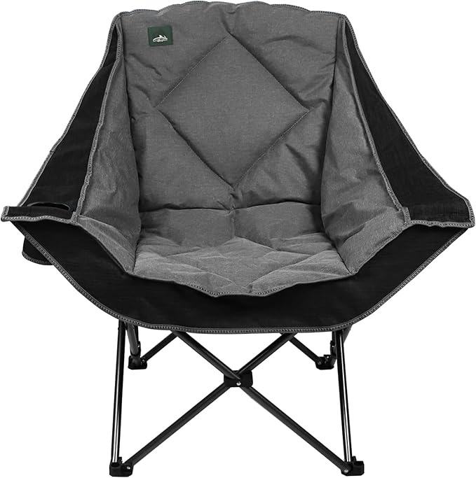 Northroad Oversized Foldable Camping Chair Outdoor Padded Lawn Chair w/Cup HolderCarry Bag for Beach Hiking and PicnicsBlack