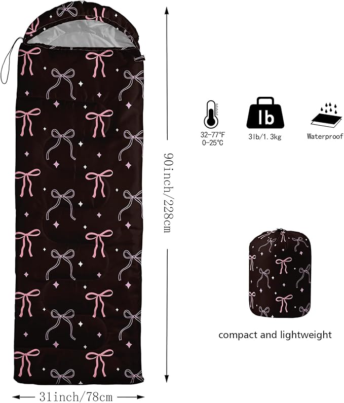 QOOMO Camping Sleeping Bags3 Season Warm &amp Cool WeatherLightweightWaterproof Sleeping Bags for Adults &amp KidsTravelingand OutdoorsCamping Gear Equipment