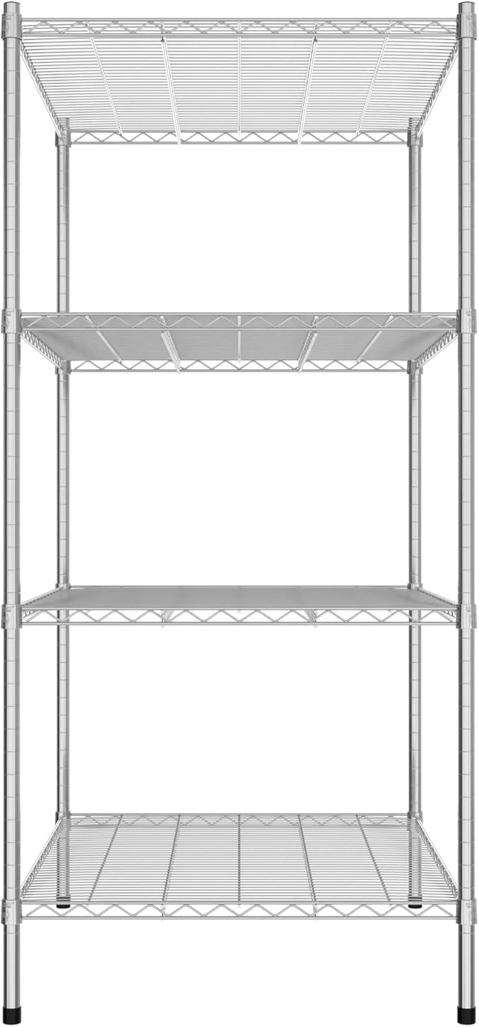 Commercial NSF Listed Chrome Stationary Wire Shelving Kit 30 x 36 x 64 with 4 Shelves Perfect for Warehouse Walk-in Refrigerator Freezer Grocery Store Restaurant Dishroom