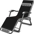 FWZJ Sun Lounger Patio Folding Beach Garden Camping Fishing Recliner Chair Adjustable Detachable Headrest Pool/Outdoor Recliner Supporting 400 kg (Black)