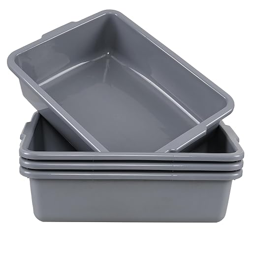 4 Packs 23 L Restaurant Plastic Bus Tubs Commercial Bus Box Bins Gray