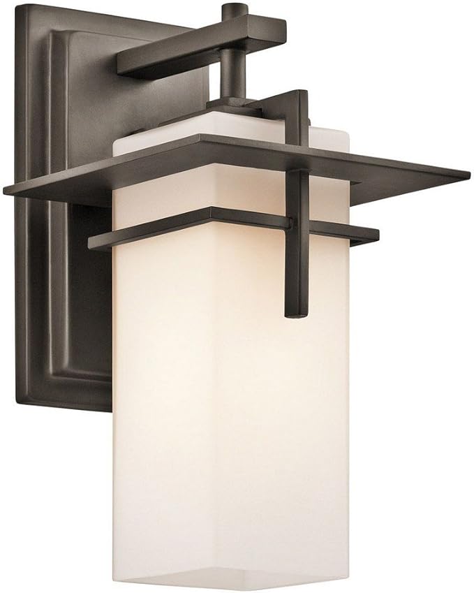 Kichler Caterham 11.75 1 Light Outdoor Wall Light with Satin Etched Cased Opal Glass in Olde Bronze®