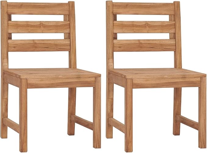 Patio Chairs Set of 2 Outdoor Furniture Teak Wood Lounge Chairs Outdoor Patio Chairs with Backrest Dining Chairs for Garden Patio Lawn Deck and Porch