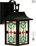 WL0009 Tiffany Style Outdoor Light Fixutres Stained Glass Wall Sconce Exterior Waterproof Wall Lantern Light for Balcony Aisle Hallway W 7X D 6 x H 12 Inches Bulb Included (Chrolume)