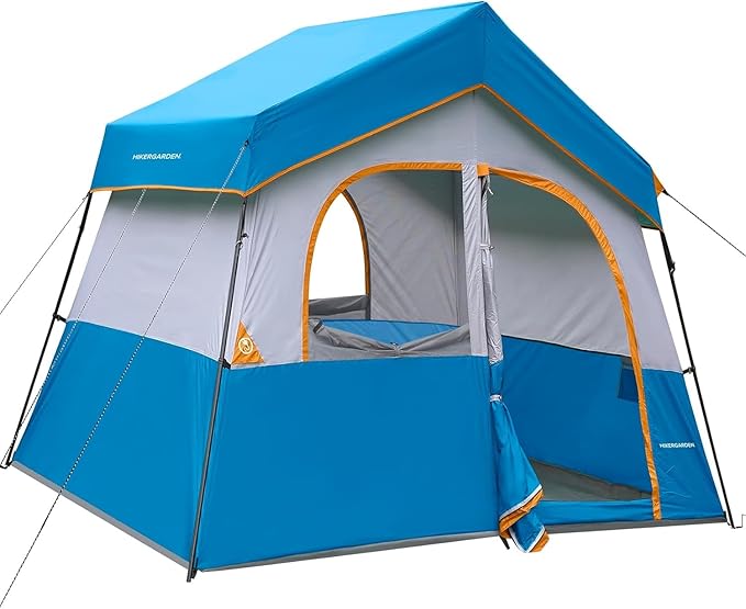 HIKERGARDEN 6-8 Person Camping Tent - Portable Family Cabin Tent for Camp Windproof Fabric Camp Tent Outdoor for Hiking Backpacking Traveling
